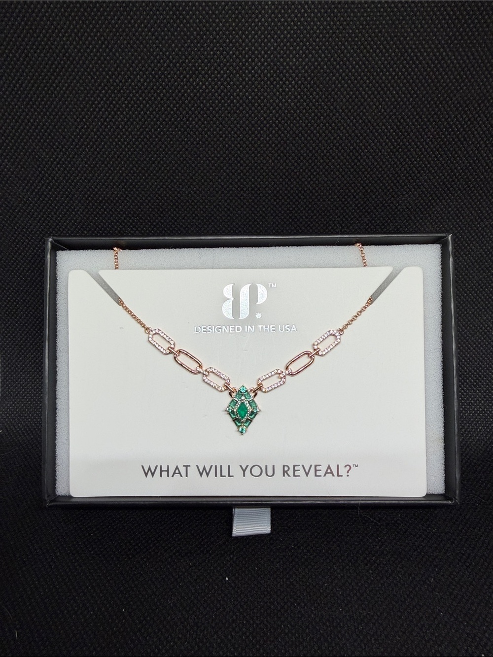 Rose Gold Chain Necklace with Emerald Pendant